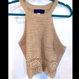 Beige Crochet Knit Top